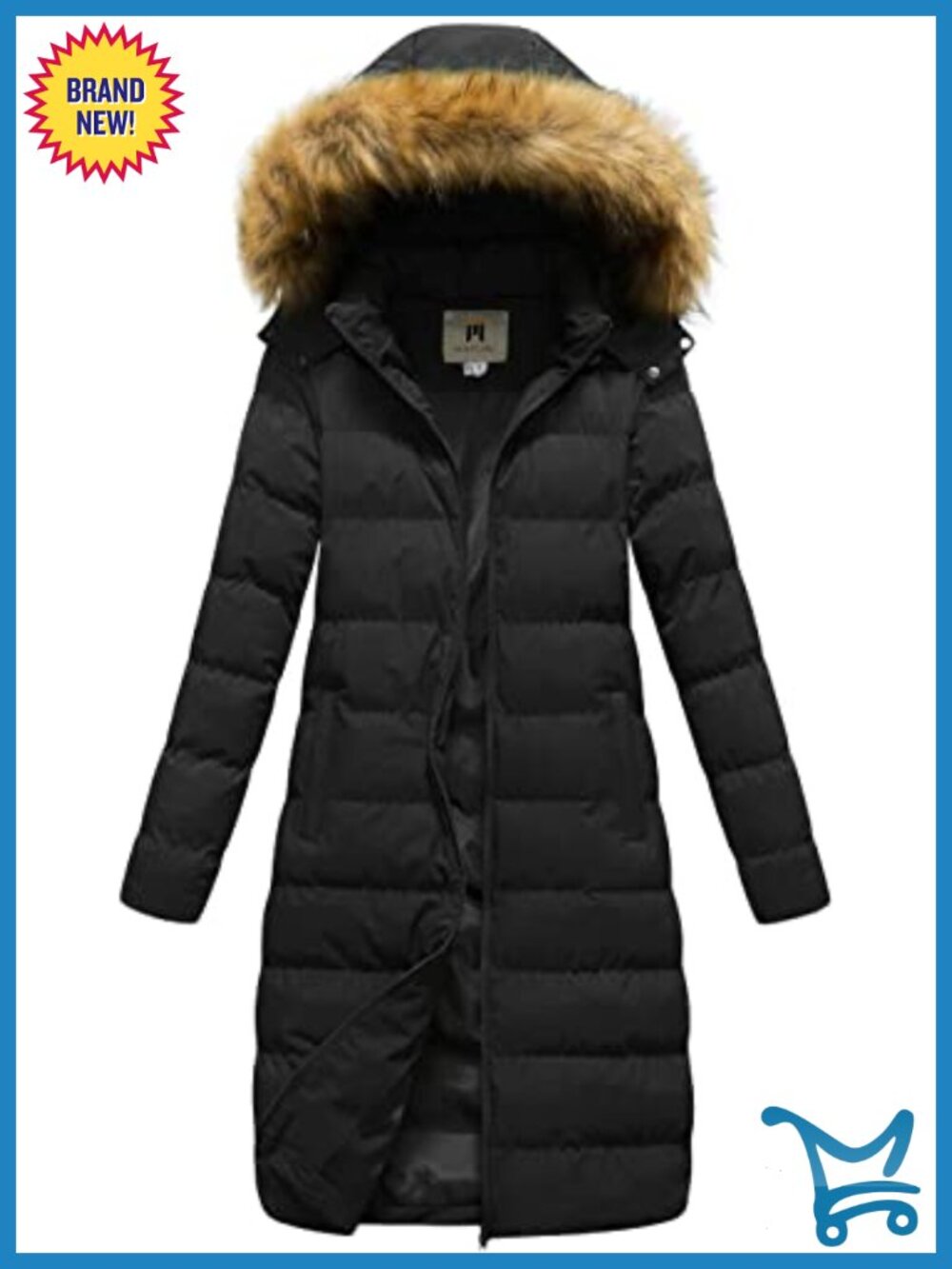 Long Winter Faux Fur Coat Puffer Jacket Detachable Hood